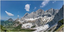 Dachstein-Panroama-R26074-21-06-16, Paradies Ennstal, Thomas Hofer, Landschaft, Bild, Foto, Aufnahme, Ennstal, Luftbild, Imagetrailer, Schladming Dachstein,  Ennstal West, Dachstein, Gemeinde Ramsau, Sommer, alle Bilder, Alm, Panoramabild,