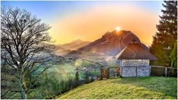 Sonnenuntergang, Stalingradkapelle, Grimming, Ennstal, Foto