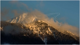 Gumpeneck, Abendsonne, Winter, Nebel, Sölktal, Naturpark, Schitour